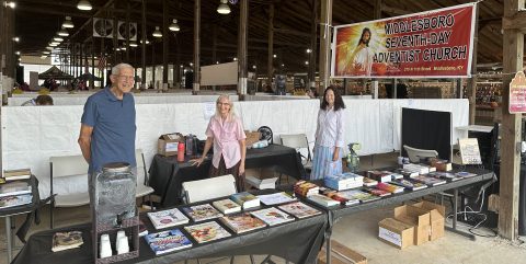 Members of our congregation support a booth each year at the Claiborne County Fair in Tazewell, TN.

In addition to answering questions and evangelizing (when asked), we provide free tracts, pamphlets, health-related materials, and books.